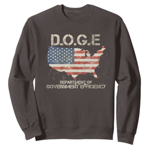 D.O.G.E. DOGE Department of Government Efficiency Sweatshirt American Flag US Map TS10 Dark Chocolate Print Your Wear