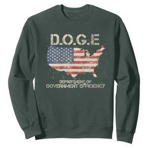 D.O.G.E. DOGE Department of Government Efficiency Sweatshirt American Flag US Map TS10 Dark Forest Green Print Your Wear