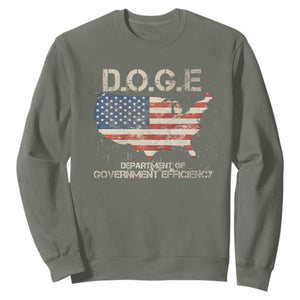 D.O.G.E. DOGE Department of Government Efficiency Sweatshirt American Flag US Map TS10 Military Green Print Your Wear