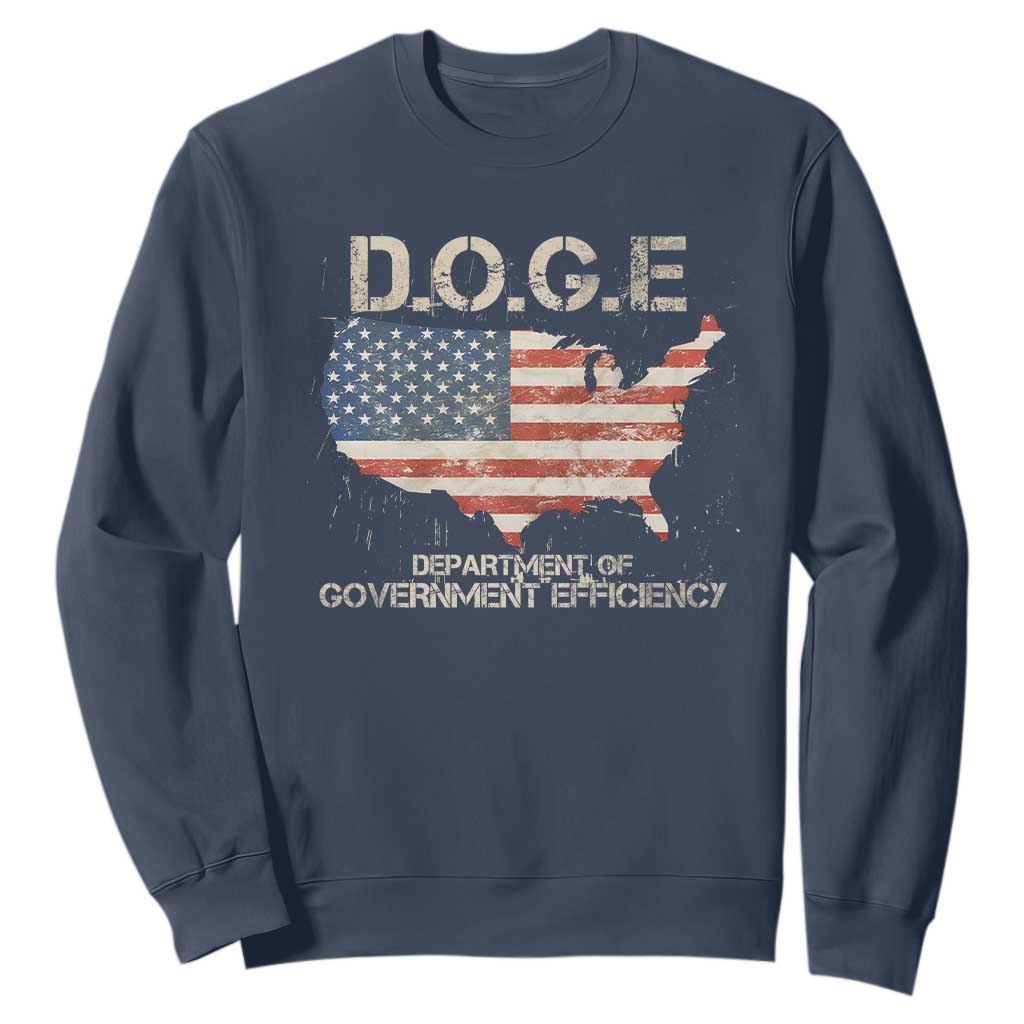 D.O.G.E. DOGE Department of Government Efficiency Sweatshirt American Flag US Map TS10 Navy Print Your Wear