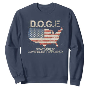 D.O.G.E. DOGE Department of Government Efficiency Sweatshirt American Flag US Map TS10 Navy Print Your Wear