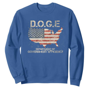 D.O.G.E. DOGE Department of Government Efficiency Sweatshirt American Flag US Map TS10 Royal Blue Print Your Wear
