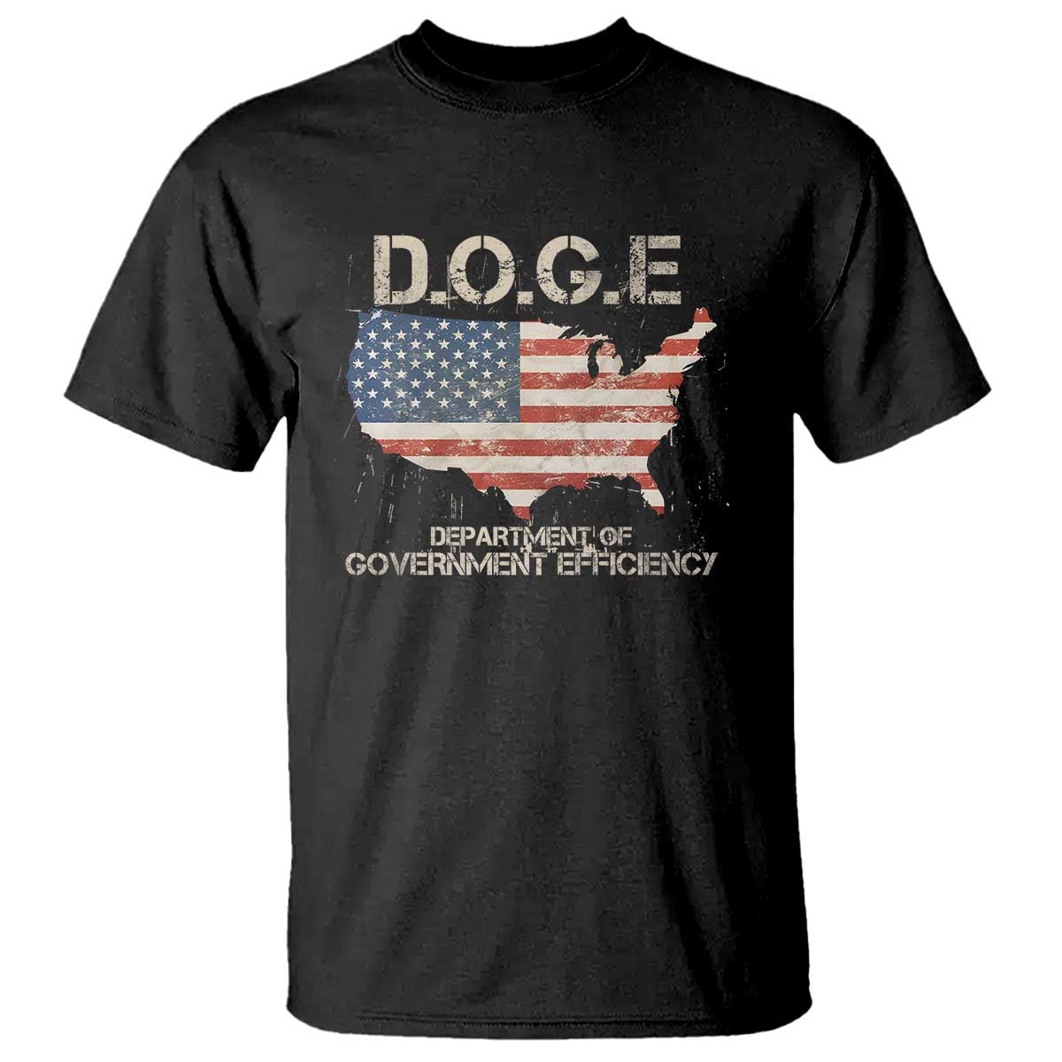 D.O.G.E. DOGE Department of Government Efficiency T Shirt American Flag US Map TS10 Black Print Your Wear