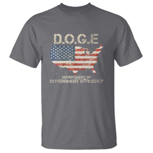 D.O.G.E. DOGE Department of Government Efficiency T Shirt American Flag US Map TS10 Charcoal Print Your Wear