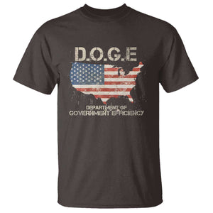 D.O.G.E. DOGE Department of Government Efficiency T Shirt American Flag US Map TS10 Dark Chocolate Print Your Wear