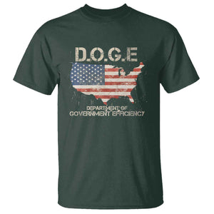 D.O.G.E. DOGE Department of Government Efficiency T Shirt American Flag US Map TS10 Dark Forest Green Print Your Wear