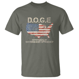 D.O.G.E. DOGE Department of Government Efficiency T Shirt American Flag US Map TS10 Military Green Print Your Wear