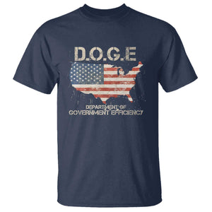 D.O.G.E. DOGE Department of Government Efficiency T Shirt American Flag US Map TS10 Navy Print Your Wear