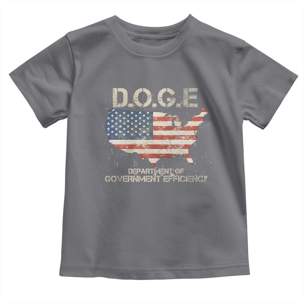 D.O.G.E. DOGE Department of Government Efficiency Toddler T Shirt American Flag US Map TS10 Charcoal Print Your Wear