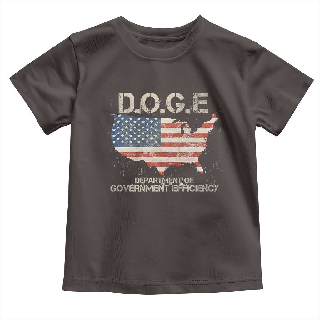 D.O.G.E. DOGE Department of Government Efficiency Toddler T Shirt American Flag US Map TS10 Dark Chocolate Print Your Wear