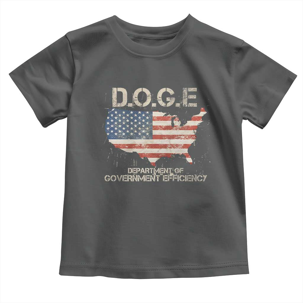 D.O.G.E. DOGE Department of Government Efficiency Toddler T Shirt American Flag US Map TS10 Dark Heather Print Your Wear
