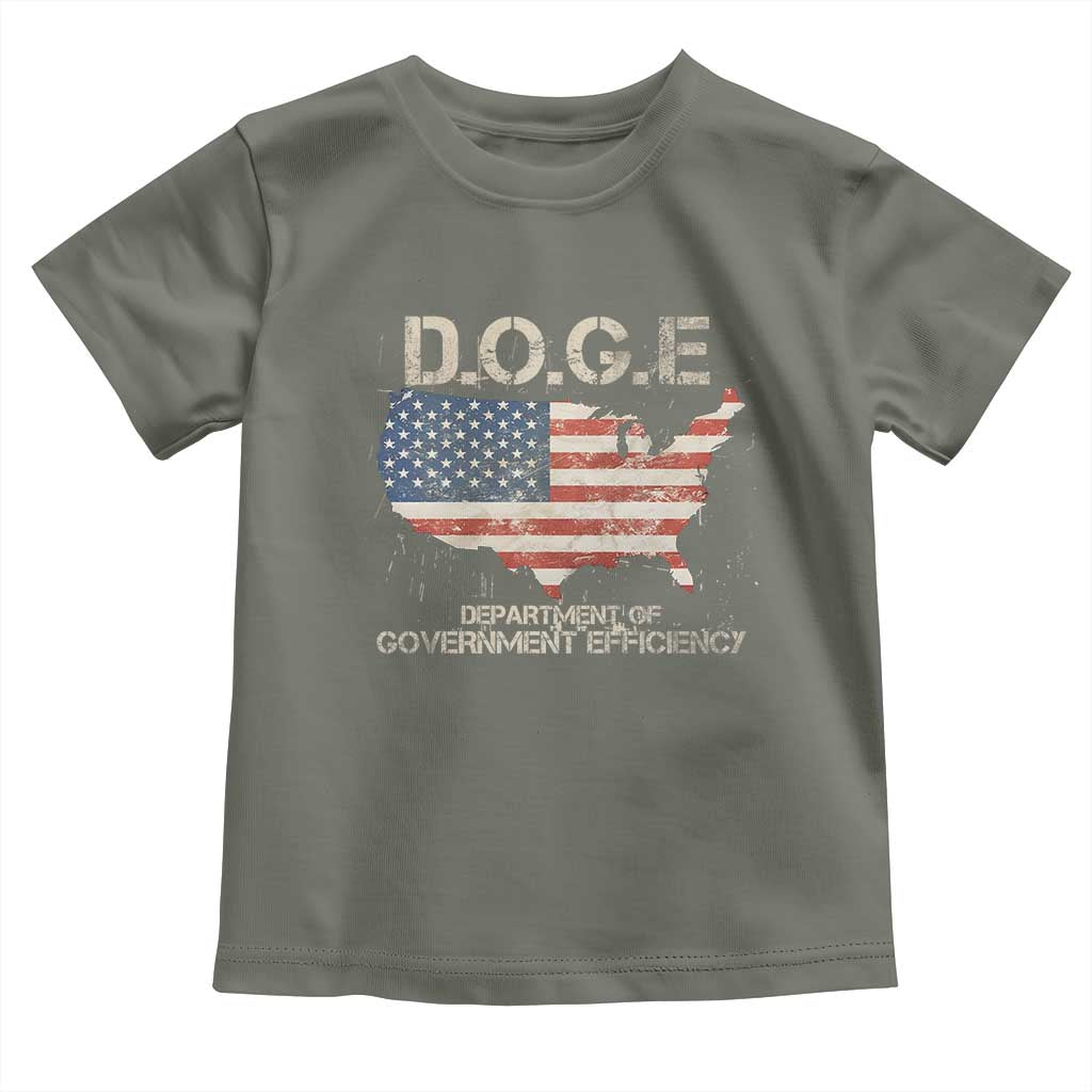 D.O.G.E. DOGE Department of Government Efficiency Toddler T Shirt American Flag US Map TS10 Military Green Print Your Wear