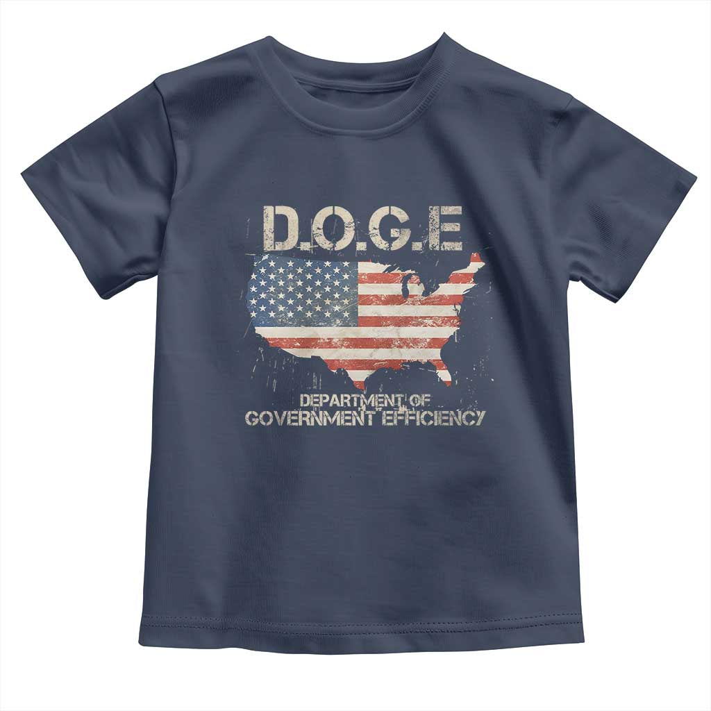 D.O.G.E. DOGE Department of Government Efficiency Toddler T Shirt American Flag US Map TS10 Navy Print Your Wear