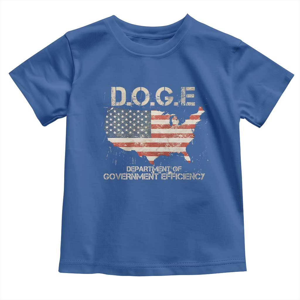D.O.G.E. DOGE Department of Government Efficiency Toddler T Shirt American Flag US Map TS10 Royal Blue Print Your Wear