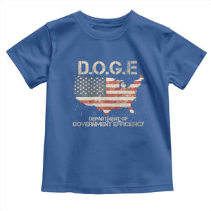 D.O.G.E. DOGE Department of Government Efficiency Toddler T Shirt American Flag US Map TS10 Royal Blue Print Your Wear