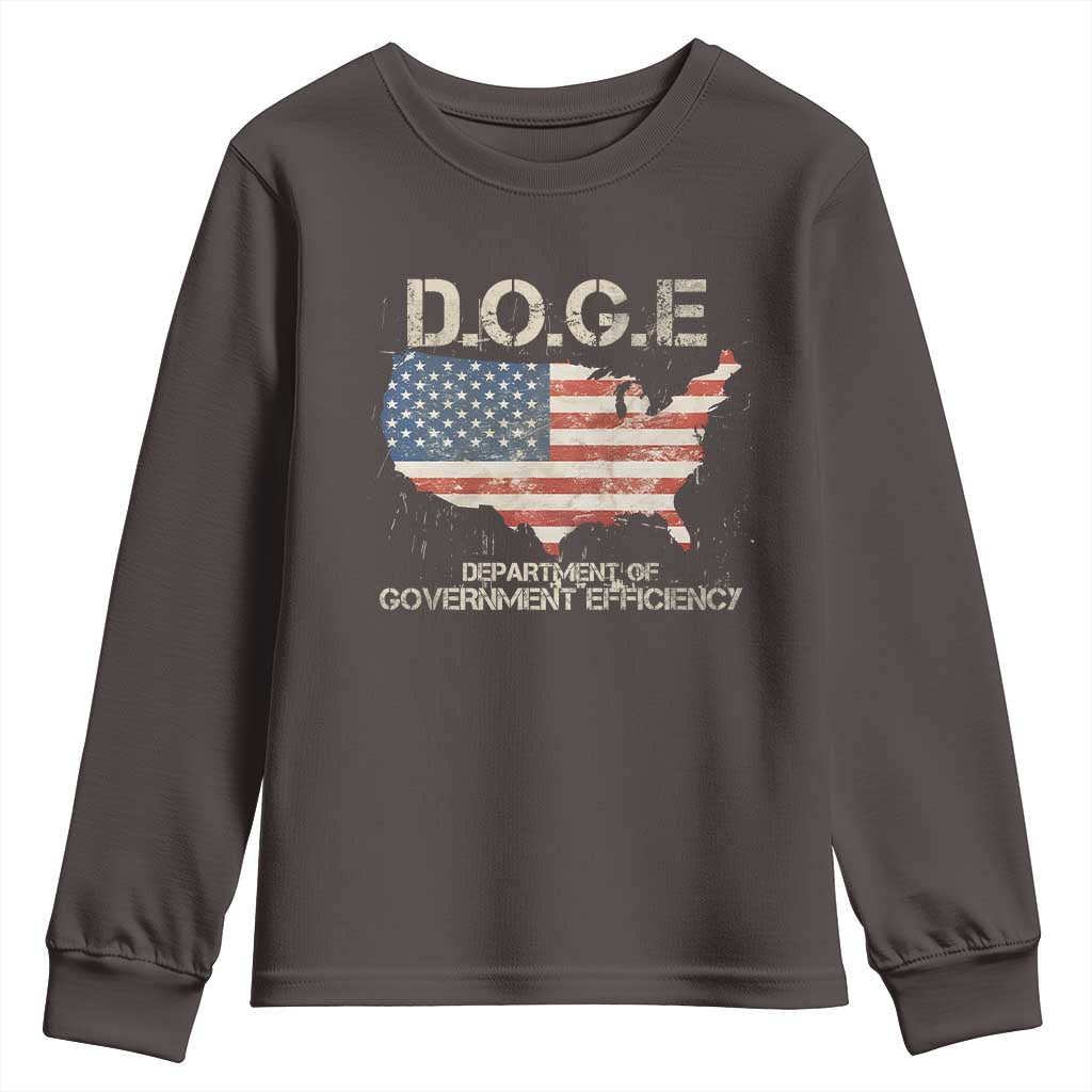 D.O.G.E. DOGE Department of Government Efficiency Youth Sweatshirt American Flag US Map TS10 Dark Chocolate Print Your Wear