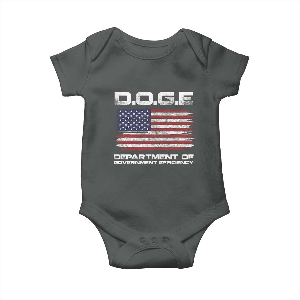 DOGE Department of Government Efficiency US Flag Baby Onesie TS10 Dark Heather Print Your Wear