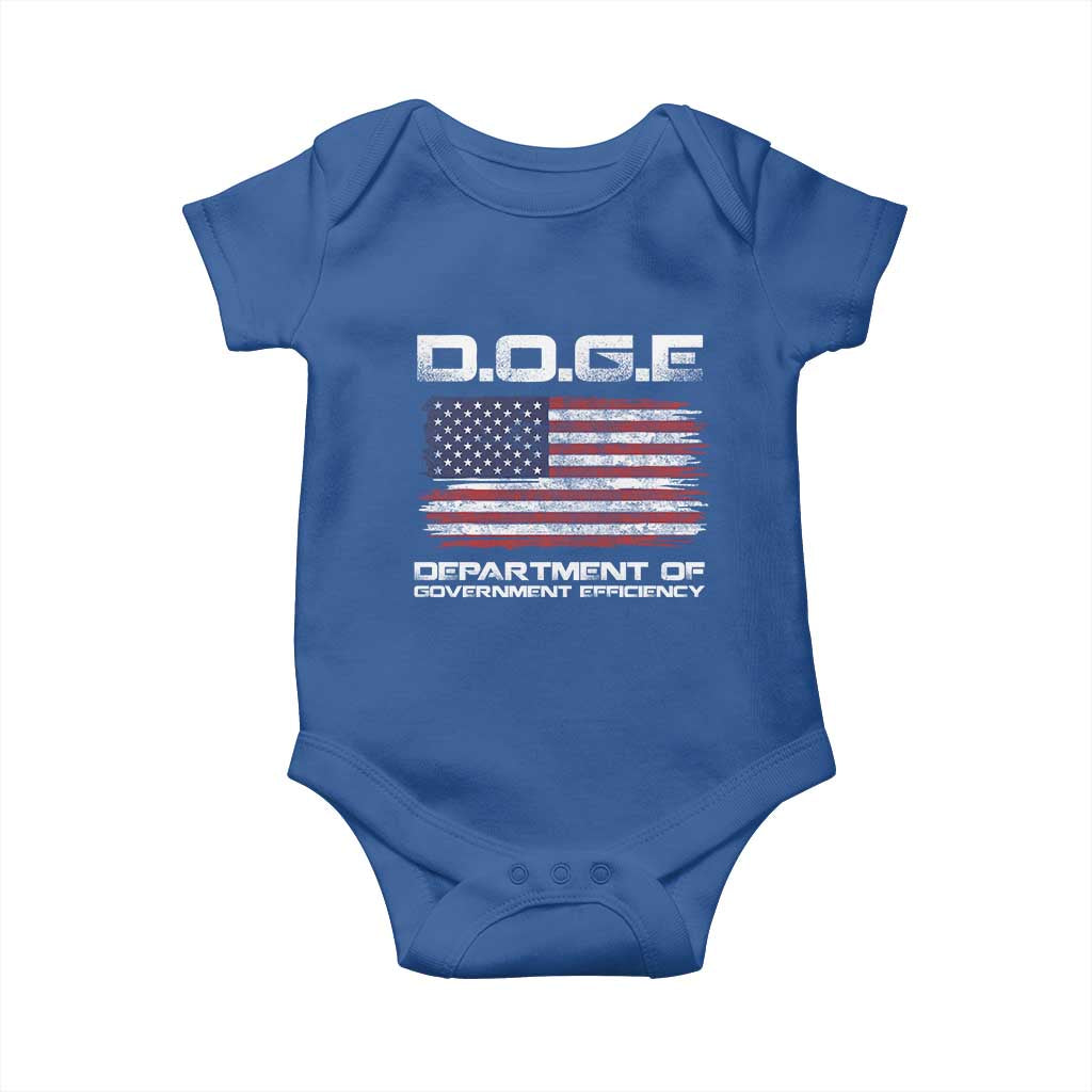 DOGE Department of Government Efficiency US Flag Baby Onesie TS10 Royal Blue Print Your Wear