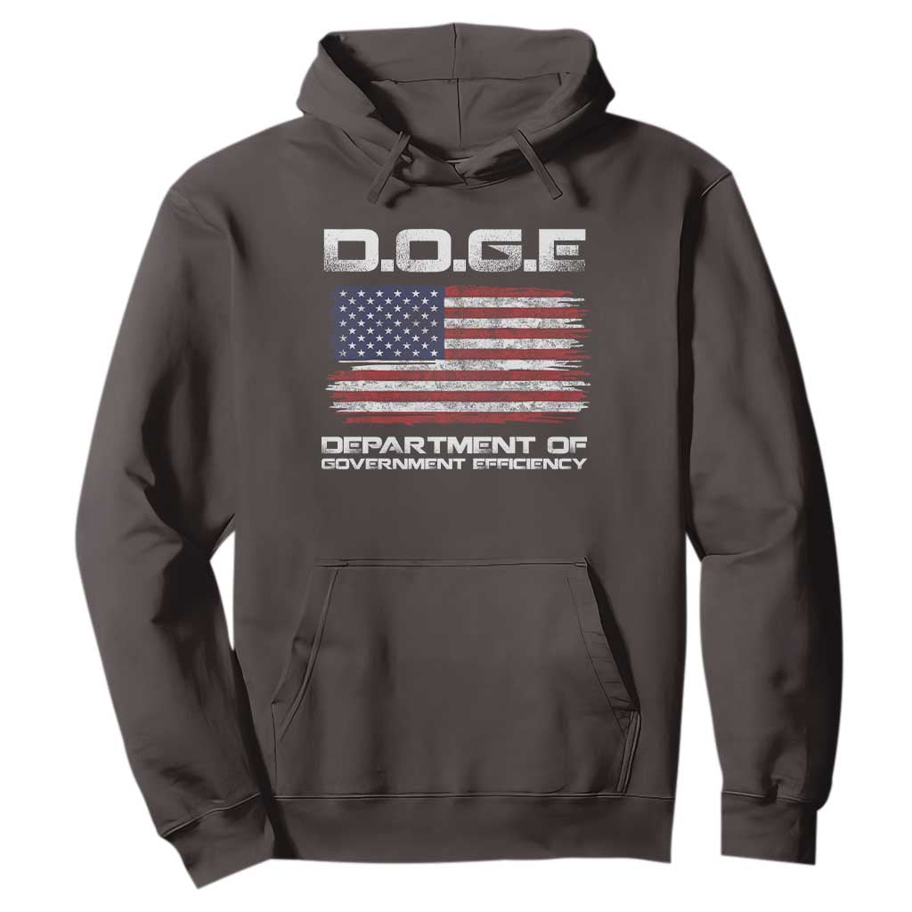 DOGE Department of Government Efficiency US Flag Hoodie TS10 Dark Chocolate Print Your Wear