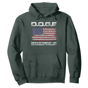 DOGE Department of Government Efficiency US Flag Hoodie TS10 Dark Forest Green Print Your Wear