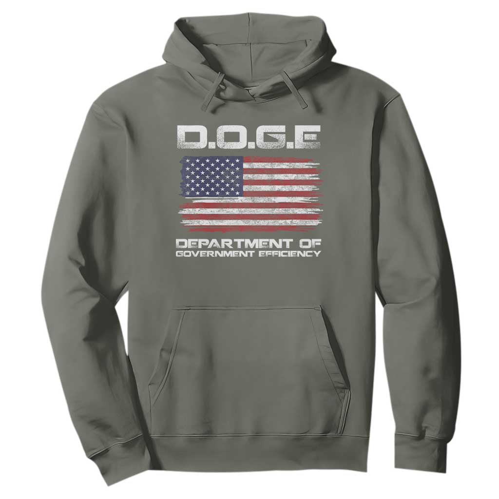DOGE Department of Government Efficiency US Flag Hoodie TS10 Military Green Print Your Wear