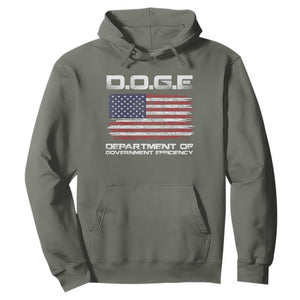 DOGE Department of Government Efficiency US Flag Hoodie TS10 Military Green Print Your Wear