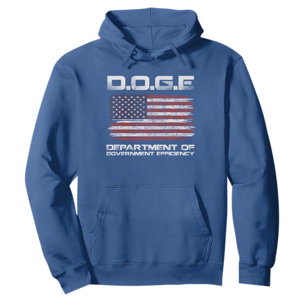 DOGE Department of Government Efficiency US Flag Hoodie TS10 Royal Blue Print Your Wear
