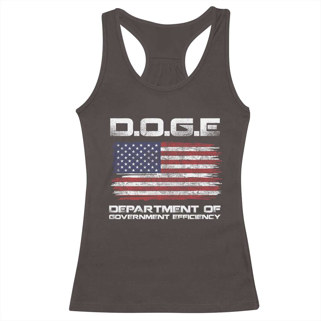 DOGE Department of Government Efficiency US Flag Racerback Tank Top TS10 Dark Chocolate Print Your Wear