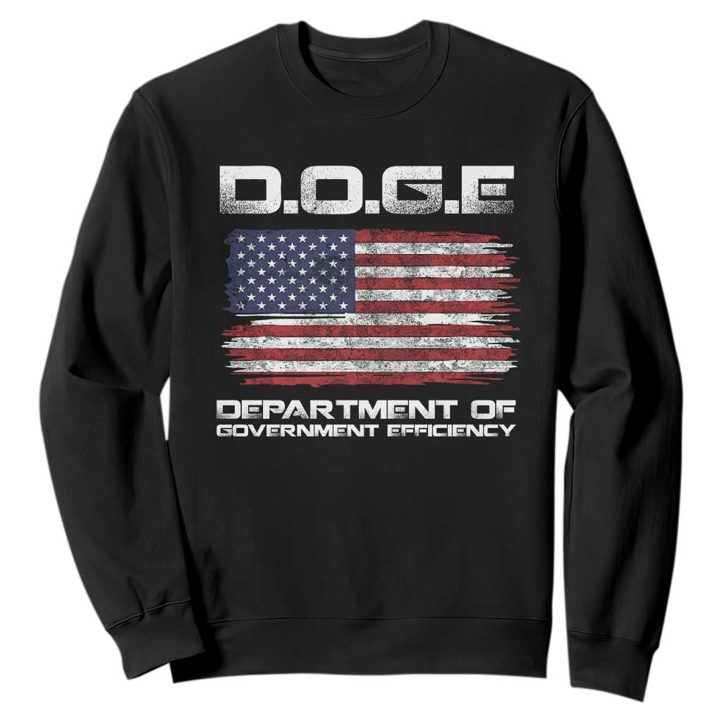 DOGE Department of Government Efficiency US Flag Sweatshirt TS10 Black Print Your Wear