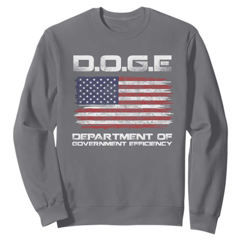 DOGE Department of Government Efficiency US Flag Sweatshirt TS10 Charcoal Print Your Wear