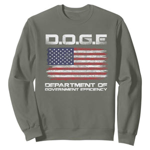 DOGE Department of Government Efficiency US Flag Sweatshirt TS10 Military Green Print Your Wear