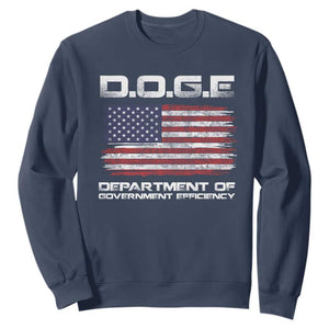 DOGE Department of Government Efficiency US Flag Sweatshirt TS10 Navy Print Your Wear