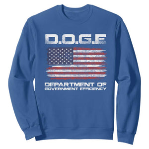 DOGE Department of Government Efficiency US Flag Sweatshirt TS10 Royal Blue Print Your Wear