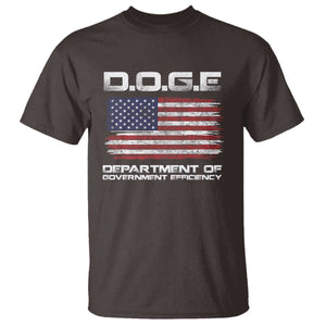 DOGE Department of Government Efficiency US Flag T Shirt TS10 Dark Chocolate Print Your Wear