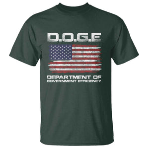 DOGE Department of Government Efficiency US Flag T Shirt TS10 Dark Forest Green Print Your Wear