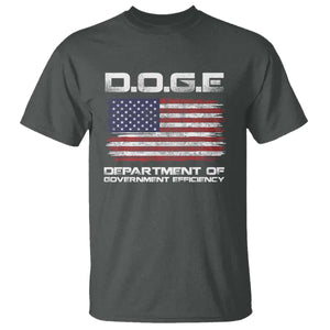 DOGE Department of Government Efficiency US Flag T Shirt TS10 Dark Heather Print Your Wear