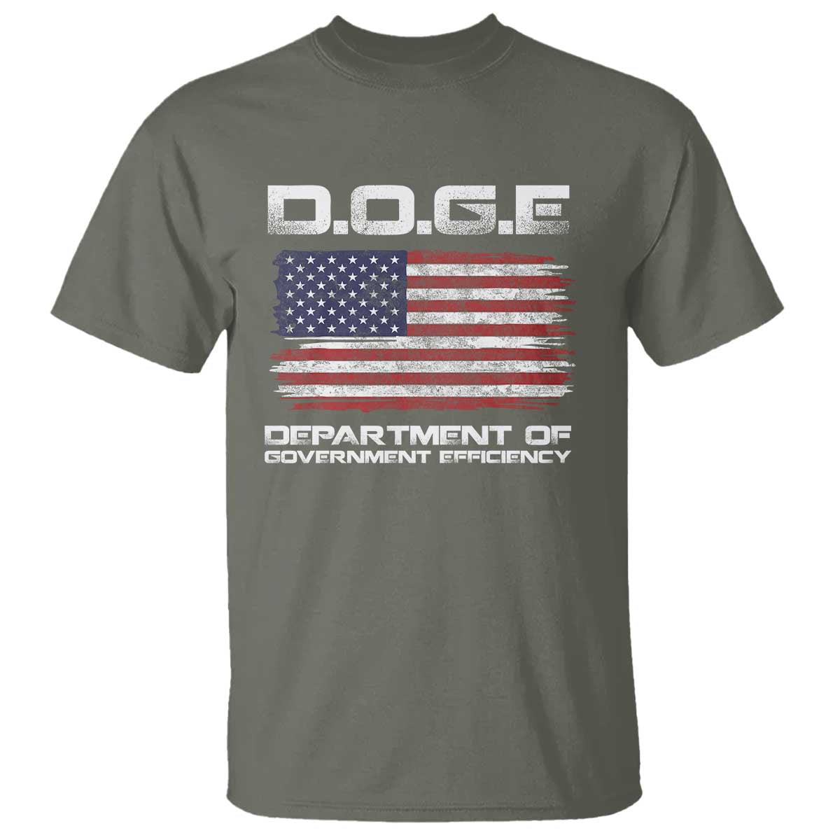 DOGE Department of Government Efficiency US Flag T Shirt TS10 Military Green Print Your Wear