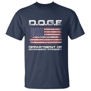DOGE Department of Government Efficiency US Flag T Shirt TS10 Navy Print Your Wear