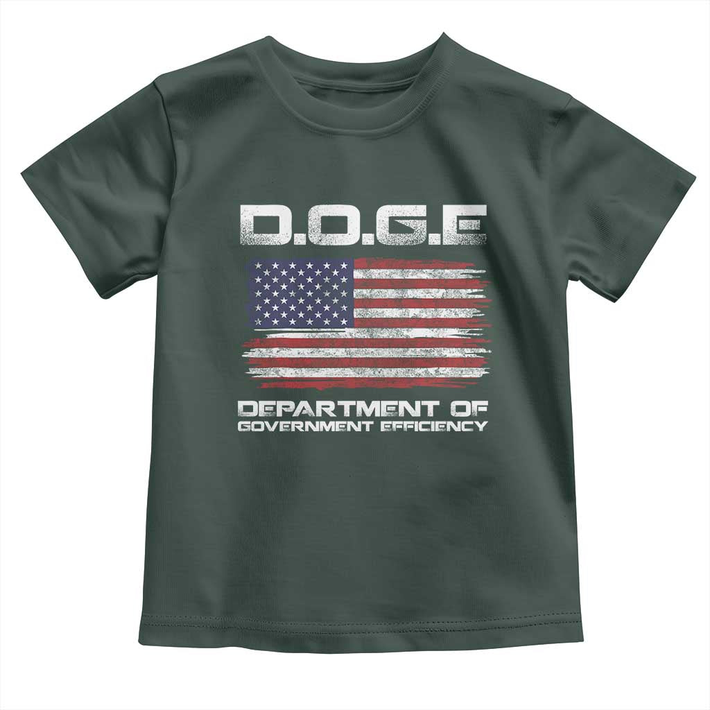 DOGE Department of Government Efficiency US Flag Toddler T Shirt TS10 Dark Forest Green Print Your Wear