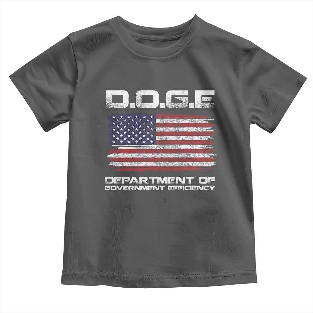 DOGE Department of Government Efficiency US Flag Toddler T Shirt TS10 Dark Heather Print Your Wear