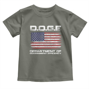 DOGE Department of Government Efficiency US Flag Toddler T Shirt TS10 Military Green Print Your Wear