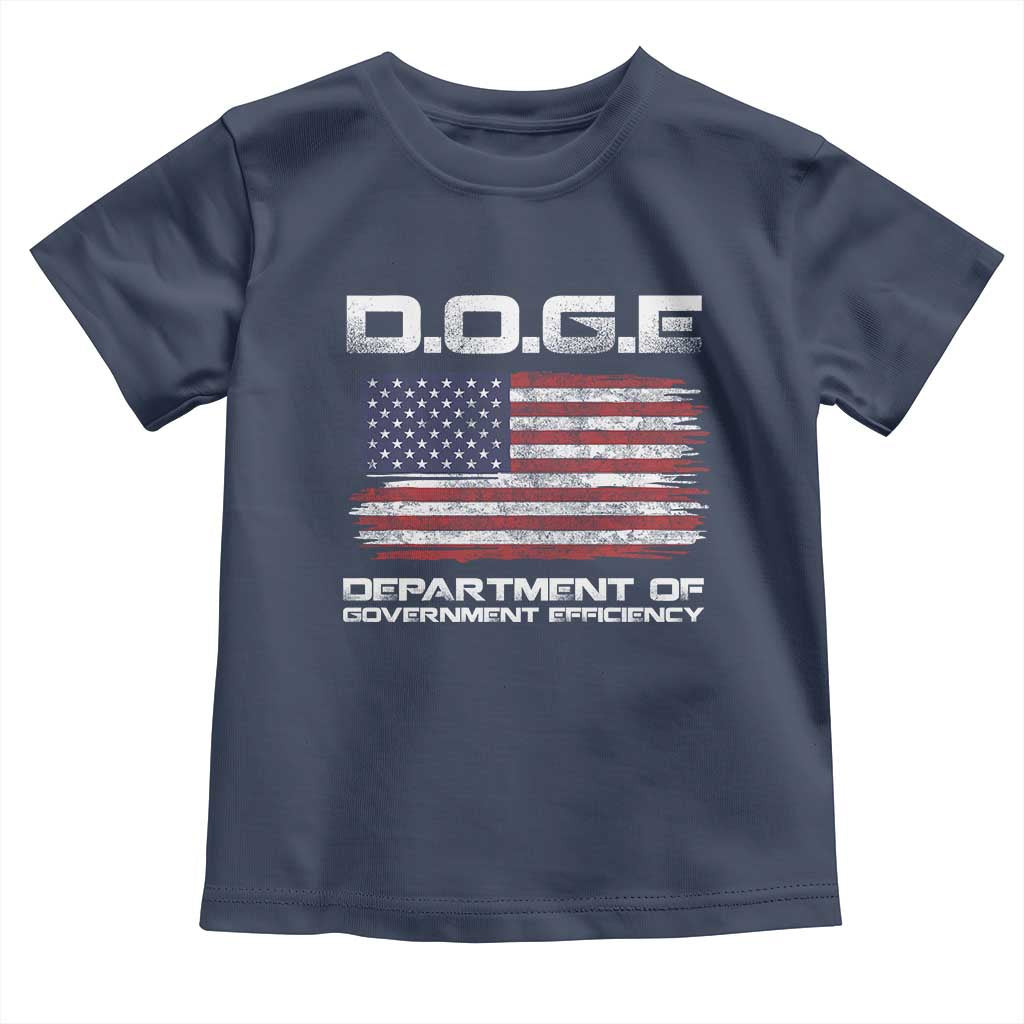 DOGE Department of Government Efficiency US Flag Toddler T Shirt TS10 Navy Print Your Wear