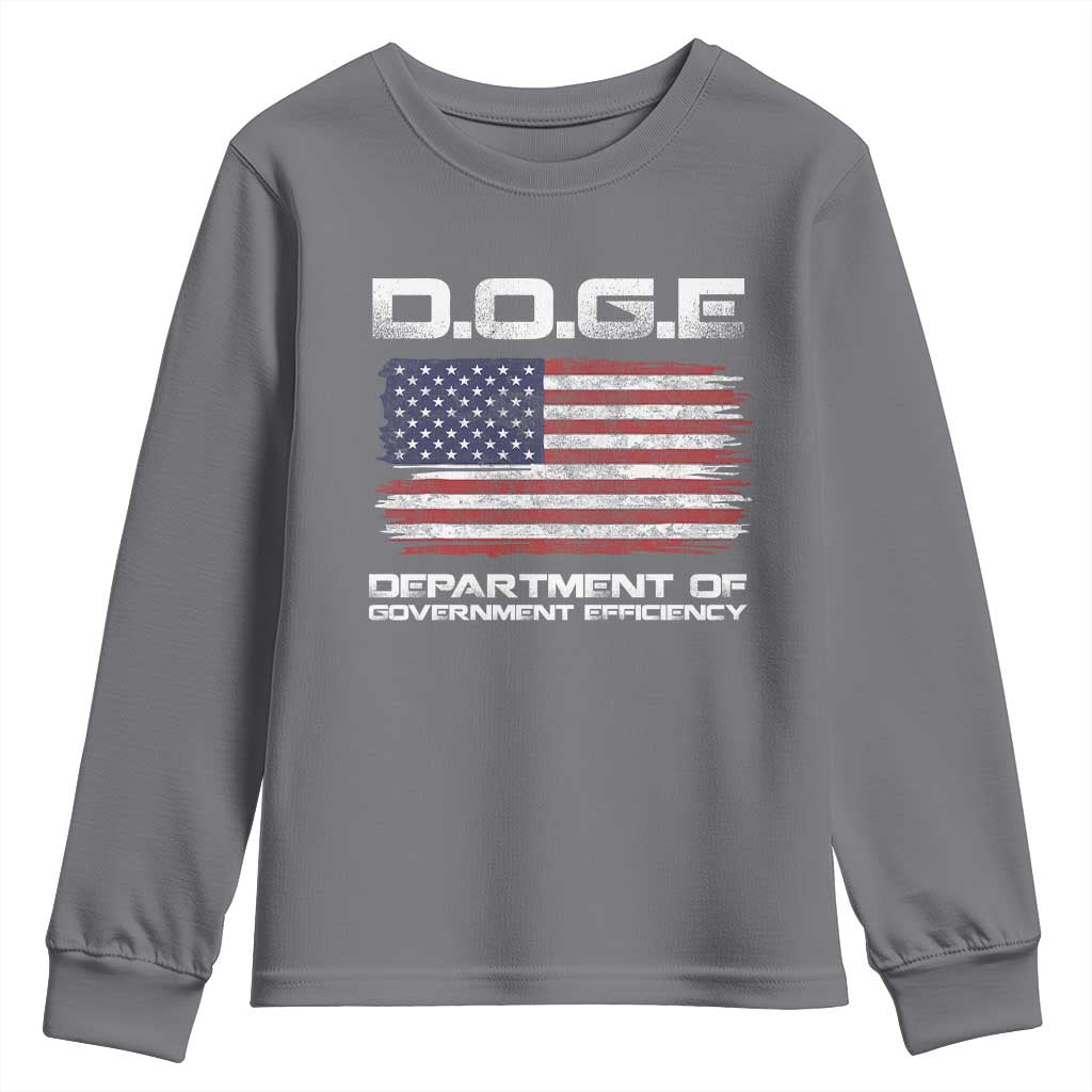 DOGE Department of Government Efficiency US Flag Youth Sweatshirt TS10 Charcoal Print Your Wear