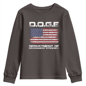 DOGE Department of Government Efficiency US Flag Youth Sweatshirt TS10 Dark Chocolate Print Your Wear