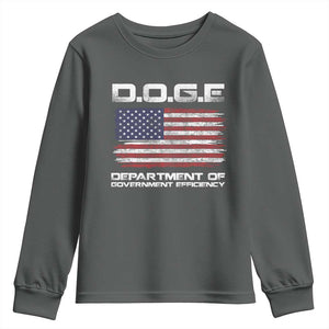 DOGE Department of Government Efficiency US Flag Youth Sweatshirt TS10 Dark Heather Print Your Wear