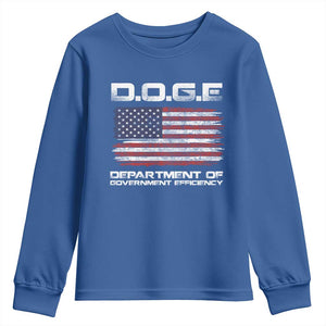 DOGE Department of Government Efficiency US Flag Youth Sweatshirt TS10 Royal Blue Print Your Wear