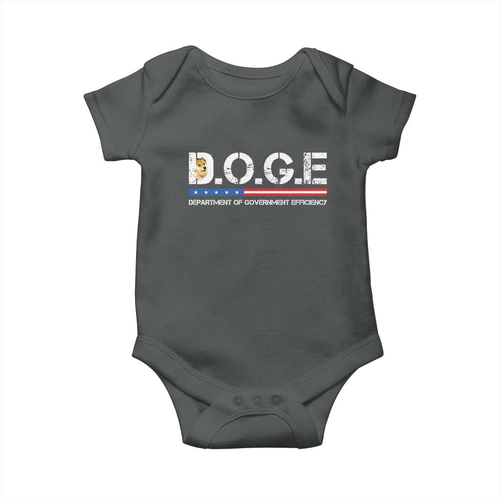 DOGE Department of Government Efficiency Baby Onesie TS10 Dark Heather Print Your Wear