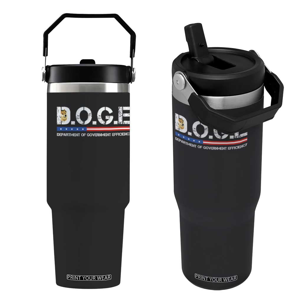 DOGE Department of Government Efficiency Flip Straw Tumbler TS10 One Size: 30 oz Black Print Your Wear
