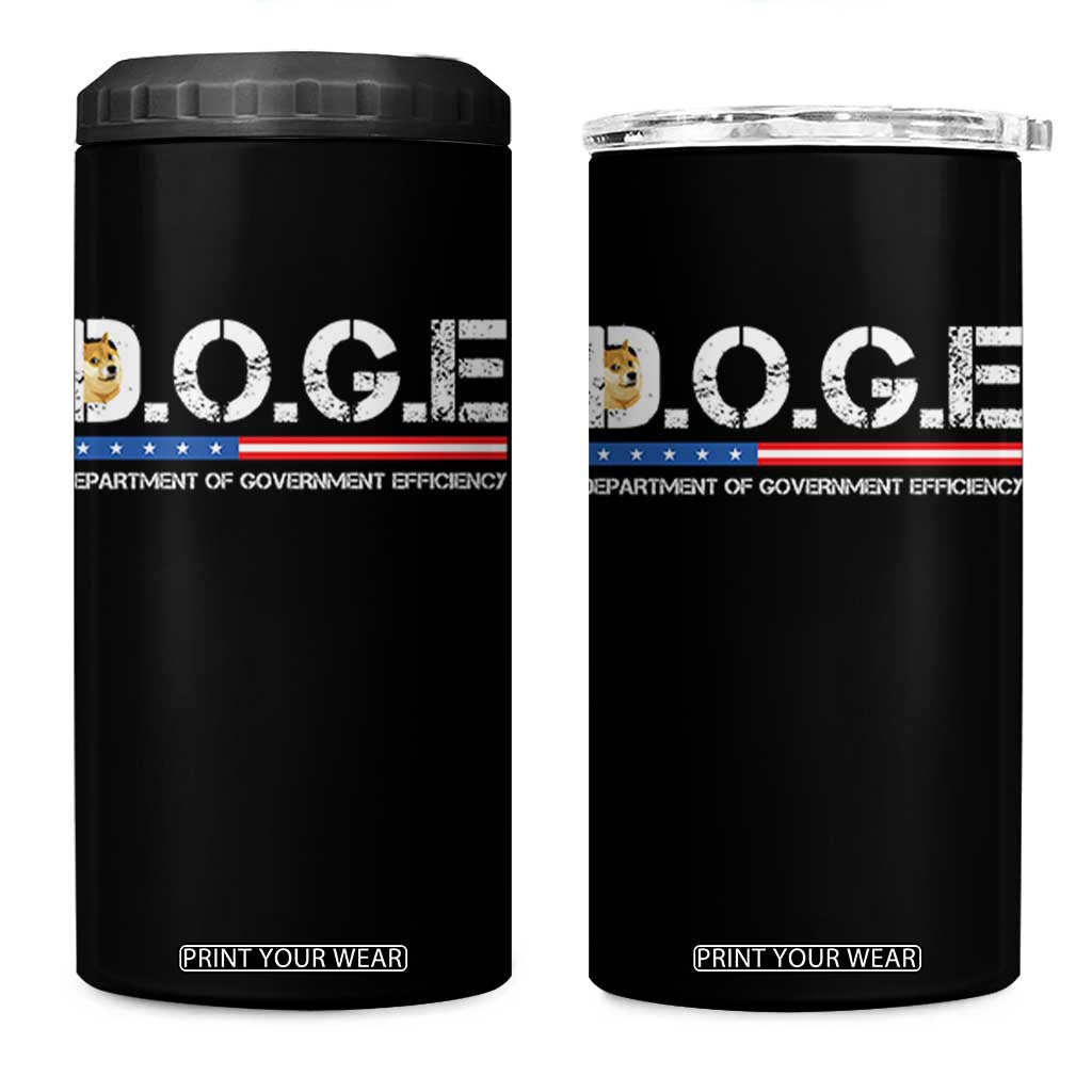 DOGE Department of Government Efficiency 4 in 1 Can Cooler Tumbler TS10 One Size: 16 oz Black Print Your Wear