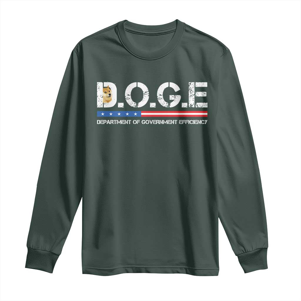 DOGE Department of Government Efficiency Long Sleeve Shirt TS10 Dark Forest Green Print Your Wear